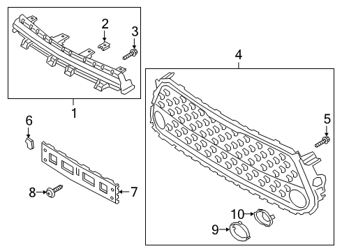 2022 Kia Soul Grille & Components Piece-Radiator Grill Diagram for 86566K0000