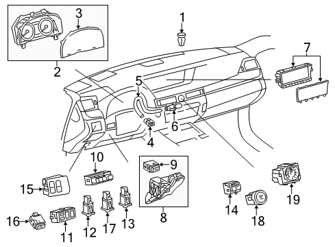2015 Lexus GS450h Cluster & Switches, Instrument Panel Control & Panel Assembly Diagram for 84010-30830