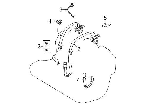 2009 Toyota Corolla Seat Belt Child Seat Bracket Diagram for 73719-12020