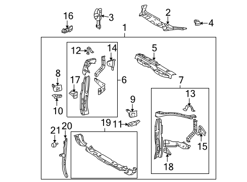 2008 Toyota Highlander Radiator Support Side Support Diagram for 53203-48060