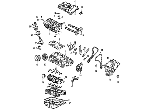 1996 Mercury Sable Engine Parts, Mounts, Cylinder Head & Valves, Camshaft & Timing, Oil Pan, Oil Pump, Crankshaft & Bearings, Pistons, Rings & Bearings Valve Springs Diagram for 2S7Z-6513-AC