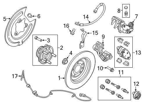 2013 Ford Edge Anti-Lock Brakes Wheel Stud Diagram for 8A8Z-1107-A