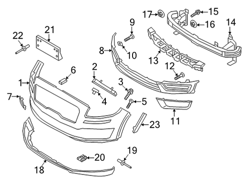 2021 Lincoln Nautilus Bumper & Components - Front Valance Diagram for KA1Z-17D957-AA