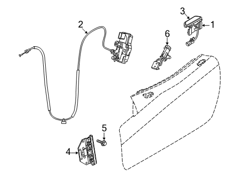 2017 Dodge Viper Lock & Hardware Handle-Front Door Exterior Diagram for 68096396AB