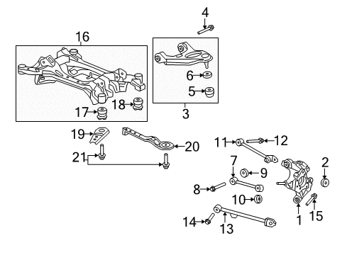 2009 Acura TSX Rear Suspension Components, Lower Control Arm, Upper Control Arm, Stabilizer Bar Stay, Left Rear Sub-Frame Mounting (Rear) Diagram for 50376-TL0-E00
