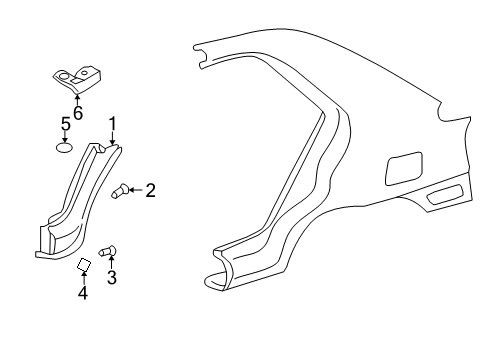 2002 Hyundai Elantra Exterior Trim - Quarter Panel Rear Wheel Guard Assembly, Left Diagram for 86821-2D000