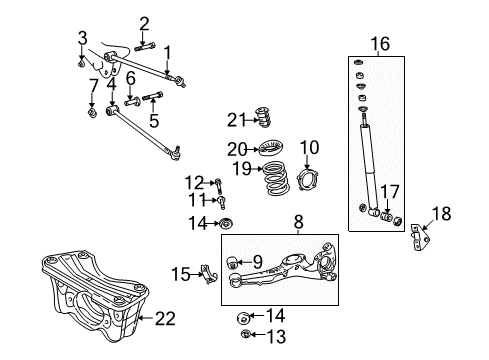 2004 Toyota RAV4 Rear Suspension Components, Lower Control Arm, Upper Control Arm Mount Bracket Diagram for 47351-42060