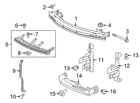 2022 Honda Passport Bumper & Components - Front BEAM, FR. BUMPER CENTER (UPPER) Diagram for 71160-TG7-A50