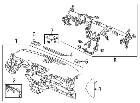2020 Acura RLX Cluster & Switches, Instrument Panel Bracket, Center Joint Diagram for 77113-TY3-A00