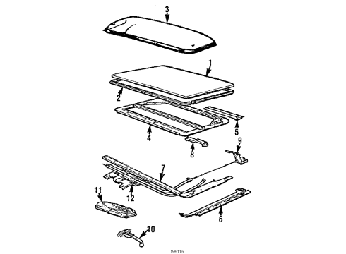 1988 BMW 635CSi Sunroof Electric.Sliding-Lifting Roof Transmission Diagram for 54121874873