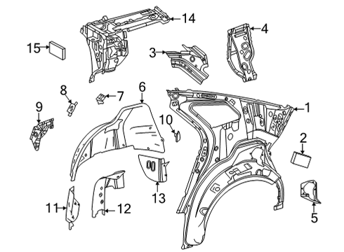 2019 Toyota Mirai Inner Structure - Quarter Panel Inner Wheelhouse Bracket Diagram for 58396-32030