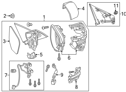 2020 Honda Civic Lane Departure Warning Cap, Passenger Side Skull (Polished Metal Metallic) Diagram for 76201-TBA-A21YE