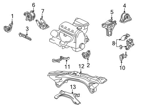 1996 Honda Civic Engine & Trans Mounting Bracket, R. FR. Stopper (AT) Diagram for 50843-S04-980