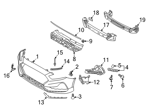 2019 Hyundai Sonata Fog Lamps Absorber-Front Bumper Energy Diagram for 86520-E6710