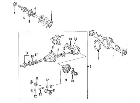 2001 Toyota Tundra Rear Axle, Differential, Propeller Shaft Drive Shaft Diagram for 37100-0C040