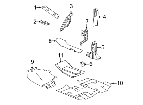 2022 Jeep Wrangler Interior Trim - Pillars Floor - Front Diagram for 6BP48TX7AE