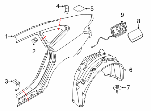 2018 BMW 640i xDrive Gran Turismo Quarter Panel & Components Cover Pot Diagram for 51177387927