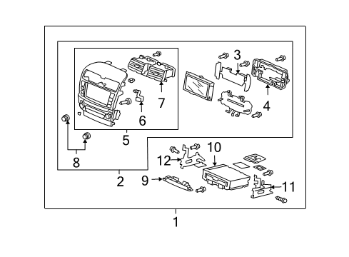 2004 Acura TSX A/C & Heater Control Units Bracket, Passenger Side Diagram for 39177-SEC-A81