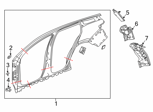 2022 GMC Terrain Uniside Tail Lamp Pocket Diagram for 84234134