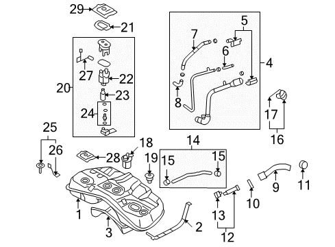 2011 Hyundai Genesis Fuel Injection Filler Neck Assembly-Fuel Diagram for 31030-3M510