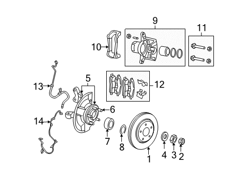 2010 Jeep Compass Front Brakes PAD KIT-FRONT DISC BRAKE Diagram for 68574695AA
