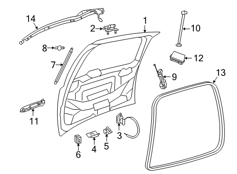 2014 Dodge Grand Caravan Gate & Hardware Handle-LIFTGATE Diagram for 1SL16KLBAF