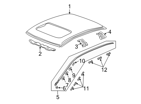 2007 Honda Accord Roof & Components, Exterior Trim Clip, T-Stud (B) (Natural) Diagram for 91571-SDA-A01