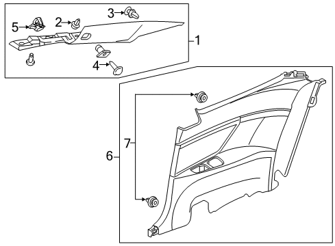 2016 Honda Civic Interior Trim - Quarter Panels Garnish Assy., R. RR. Pillar *NH900L* (DEEP BLACK) Diagram for 84130-TBG-A02ZA