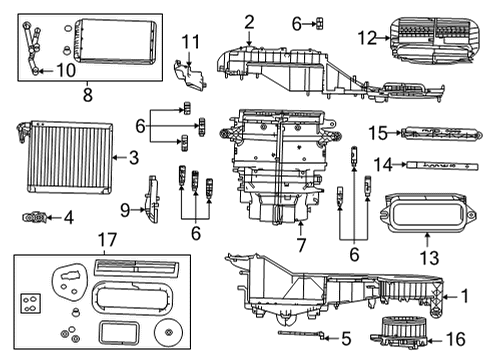 2021 Jeep Grand Cherokee L A/C Evaporator & Heater Components Nut-HEXAGON Nut-CONED Washer Diagram for 6505326AA