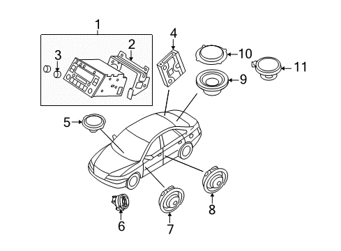 2006 Hyundai Azera Sound System Front Tweeter Speaker Assembly, Left Diagram for 96310-3L000