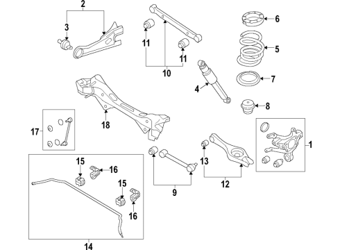 2019 Hyundai Santa Fe XL Rear Suspension Components, Lower Control Arm, Upper Control Arm, Stabilizer Bar Link Assembly-Rear Stabilizer Diagram for 555402W000