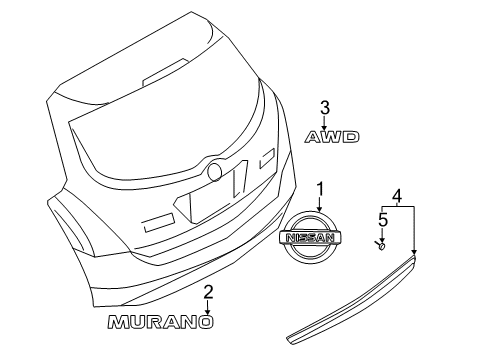 2013 Nissan Murano Exterior Trim - Trunk Lid Clip Diagram for 26398-EW00C