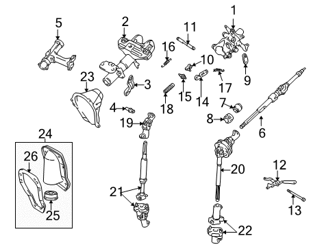 1996 Toyota Tacoma Steering Column Assembly Shaft Assy, Steering Main Diagram for 45210-35180