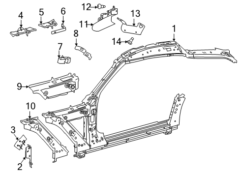 2020 Toyota GR Supra Uniside Inner Uniside Bracket Diagram for 90118-WA517