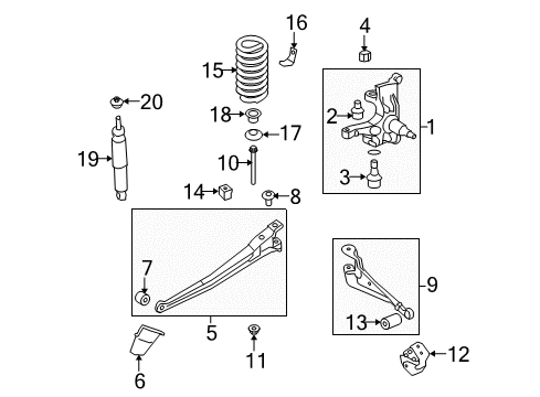 2013 Ford E-250 Front Suspension Components, Stabilizer Bar Radius Arm Nut Diagram for -N805028-S100