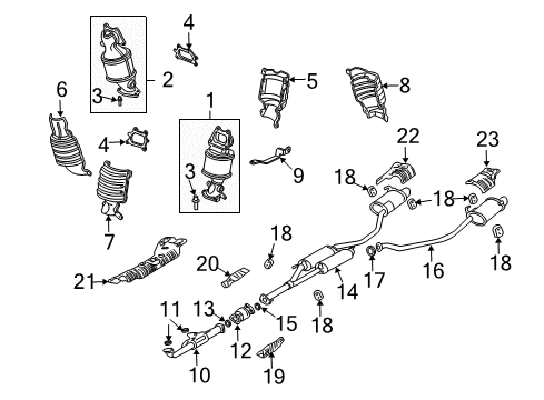 2011 Acura MDX Exhaust Components Cover B, RR. Primary Converter Diagram for 18123-R70-A00