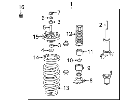 2010 Acura TL Struts & Components - Front Collar, Shock Absorber Mounting Diagram for 51728-TK5-A01