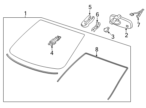 2017 Buick Envision Windshield Glass, Reveal Moldings Cover Diagram for 22893071