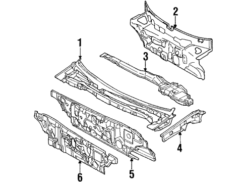 1997 Mitsubishi Eclipse Cowl Pad-Floor Pan Diagram for MB241601