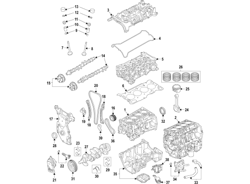 2021 Nissan Versa Engine Parts, Mounts, Cylinder Head & Valves, Camshaft & Timing, Variable Valve Timing, Oil Cooler, Oil Pan, Oil Pump, Crankshaft & Bearings, Pistons, Rings & Bearings Gasket-Cylinder Head Diagram for 11044-5RL0A