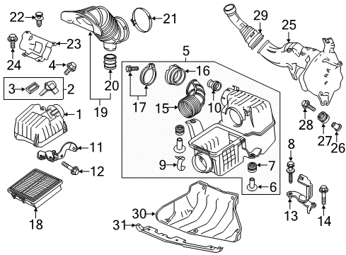 2016 Honda CR-Z Air Intake Case Set, A/Clnr Diagram for 17201-RTW-010
