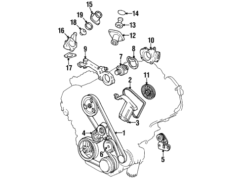 1995 Cadillac DeVille Belts & Pulleys Housing Diagram for 1646974