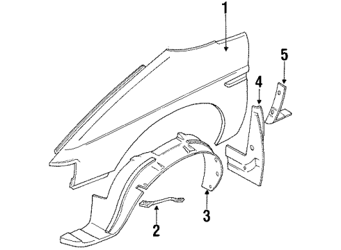 1990 Nissan Axxess Fender & Components, Exterior Trim Protector-Front Fender LH Diagram for 63843-30R00