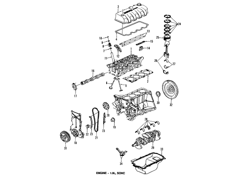 1993 Saturn SC1 Engine Parts, Mounts, Cylinder Head & Valves, Camshaft & Timing, Oil Pan, Oil Pump, Crankshaft & Bearings, Pistons, Rings & Bearings Bearing-Cr Shaft Thrust (Std) Diagram for 21007495