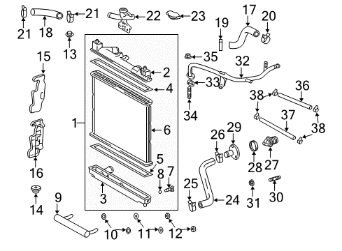 2000 Toyota Echo Radiator & Components By-Pass Pipe Gasket Diagram for 16258-21030
