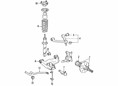 1990 Toyota Supra Wheel Bearings Shock Absorber Assembly Front Left Diagram for 48510-19075