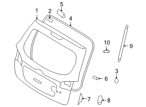 2011 Hyundai Santa Fe Lift Gate Tail Gate Latch Assembly Diagram for 81230-0W000