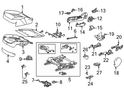 2022 Toyota Mirai Passenger Seat Components Cushion Cover Diagram for 71071-62080-A0