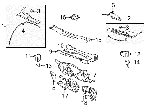 2006 Chevrolet Impala Cowl Washer Hose Diagram for 25897642