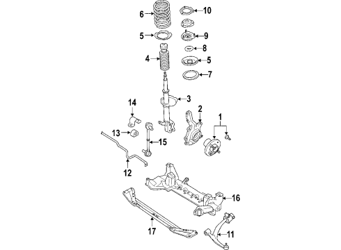 2006 Infiniti FX45 Front Suspension Components, Lower Control Arm, Stabilizer Bar Bound Bumper Assembly Diagram for 54050-CG000